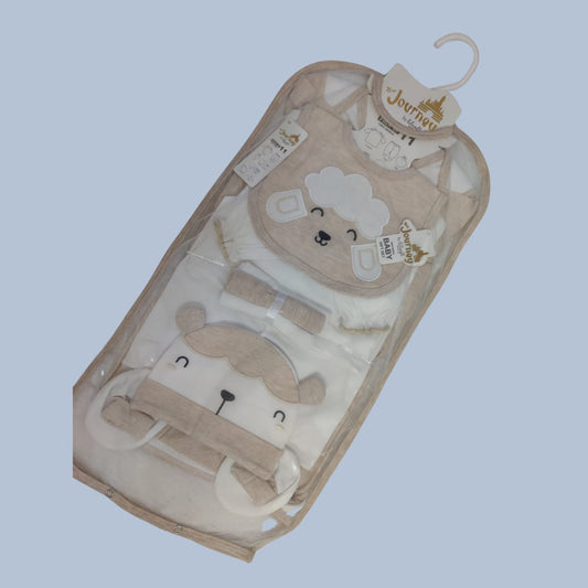 11-Piece Baby Starter Set – Soft Cotton Skin with Sheep Face Design (0–3 Months)